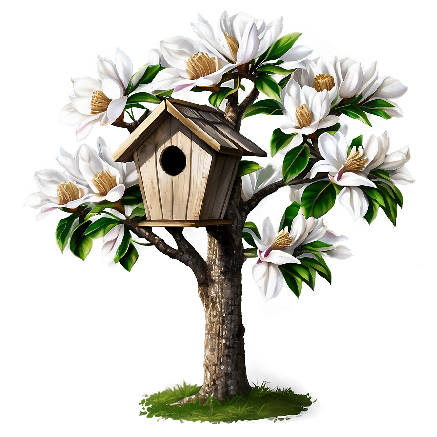 Magnolia Tree With Birdhouse Png Fnv28