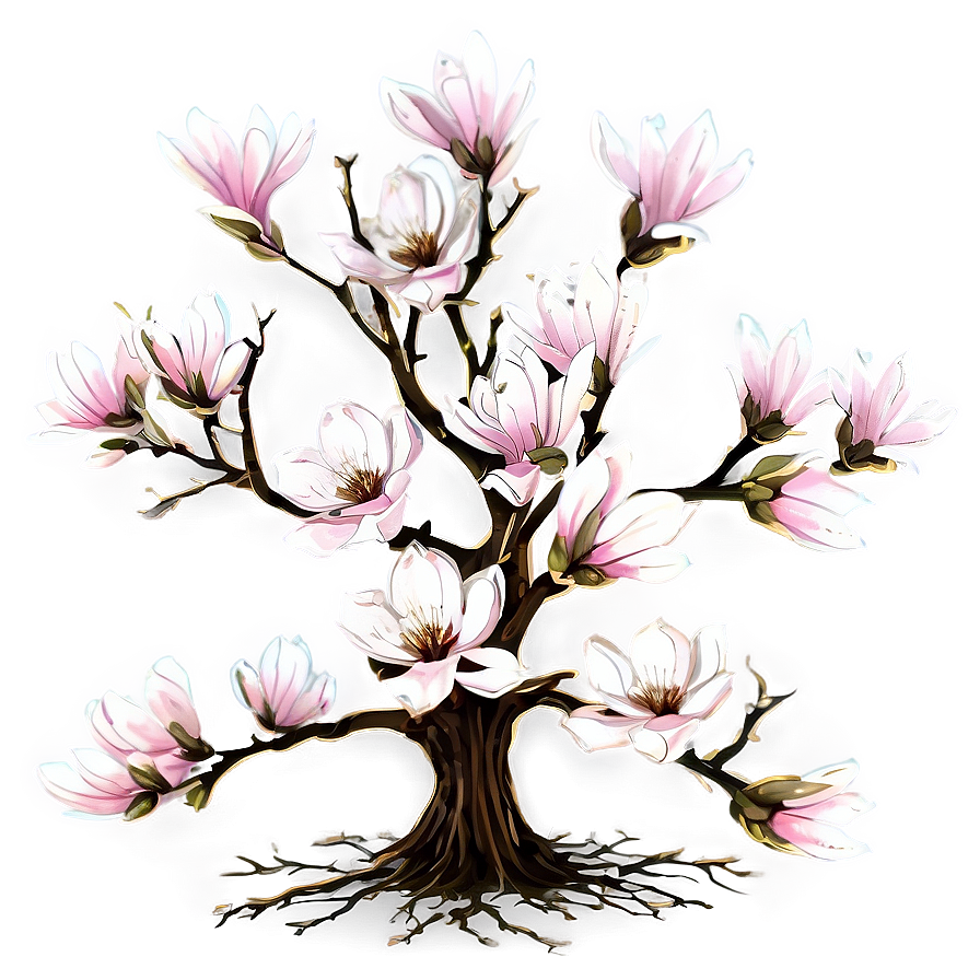 Magnolia Tree With Birds Png Kvu88