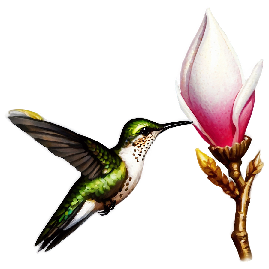 Magnolia With Hummingbird Png 06252024