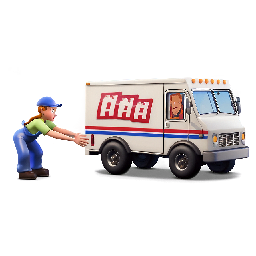 Mail Truck In Action Scene Png 60