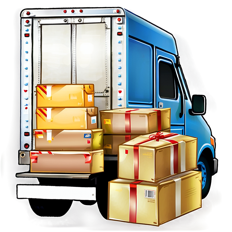 Mail Truck Unloading Packages Png Jxc73