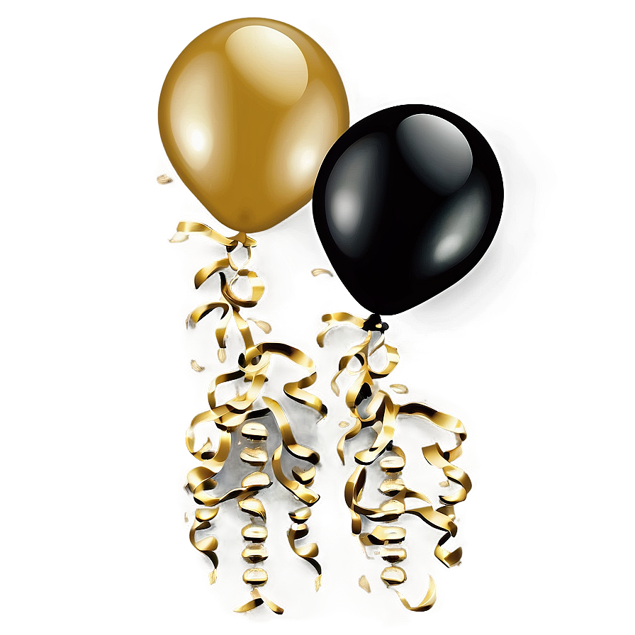 Majestic Black And Gold Balloons Png 6