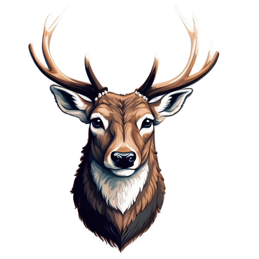 Majestic Deer Head Illustration Png Two36