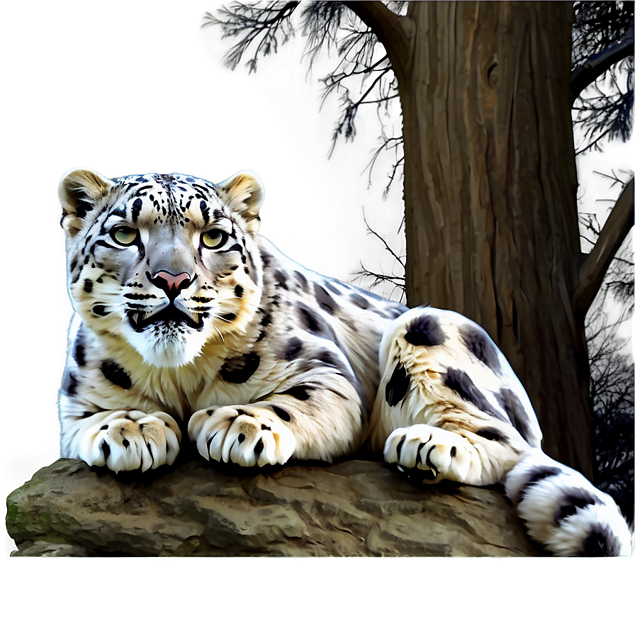 Majestic Snow Leopard Art Png Opy