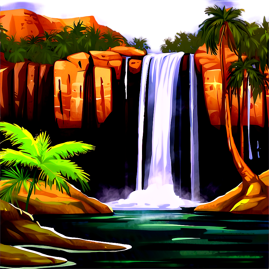 Majestic Waterfall Oasis Landscape Png 93