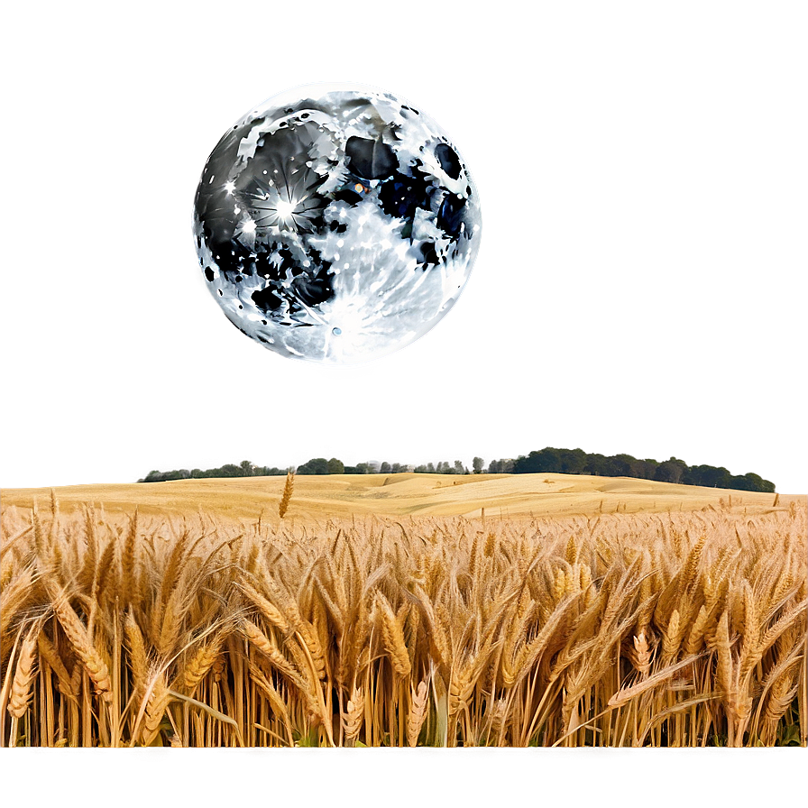 Majestic Wheat Field Full Moon Png Qoi