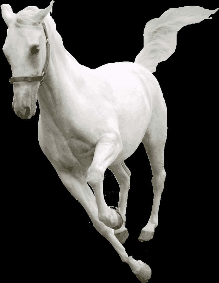 Majestic White Horse Black Background