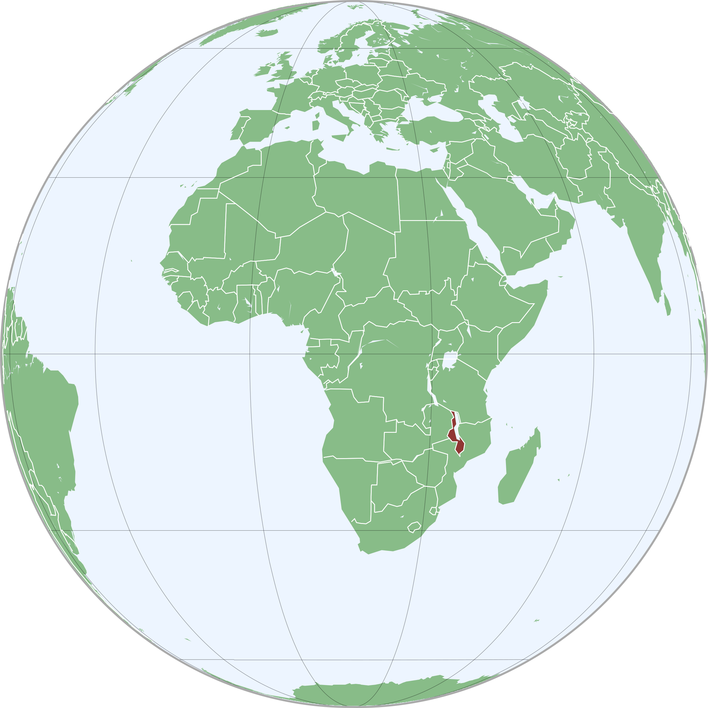 Malawi Locationon Africa Map