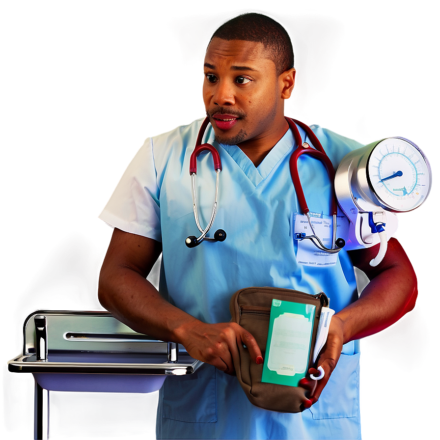 Male Nurse With Medical Equipment Png Ttb42