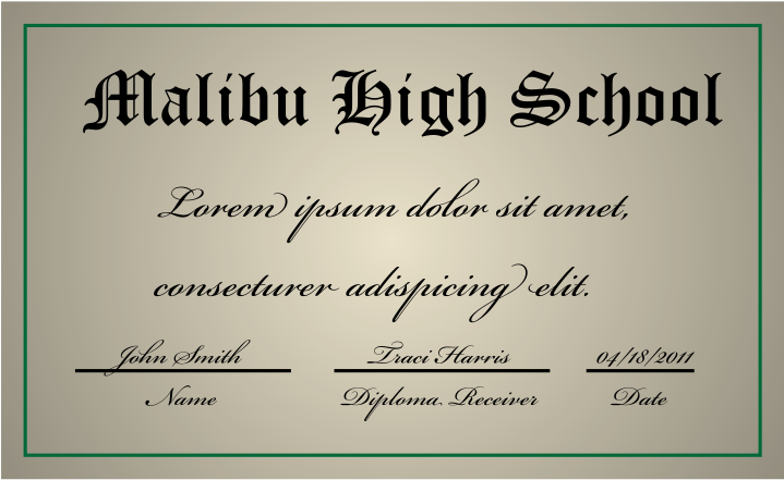 Malibu High School Diploma Template