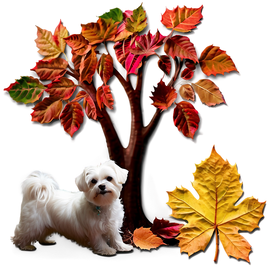 Maltese In Autumn Leaves Png 06282024