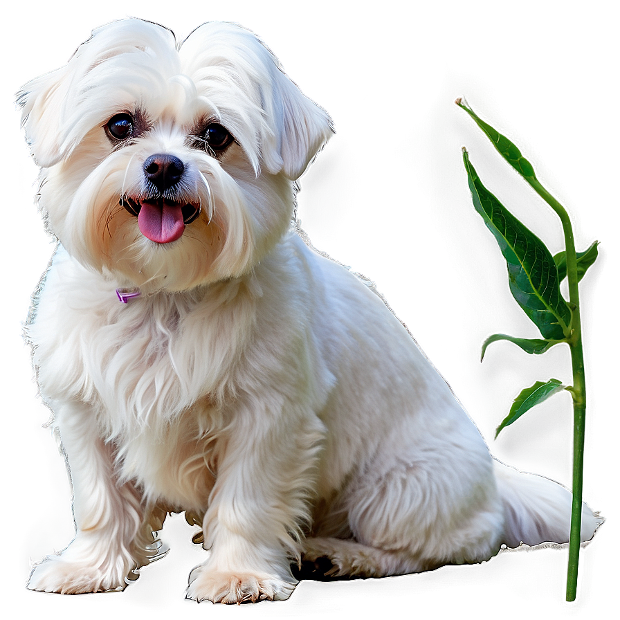 Maltese In Garden Png Atn