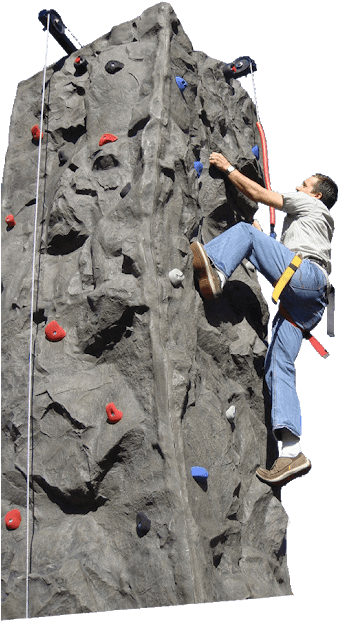 Man Climbing Artificial Wall