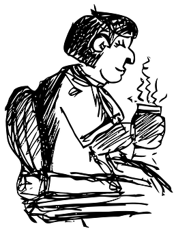 Man Enjoying Hot Drink Sketch