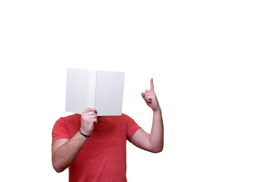 Man Holding Blank Book Cover