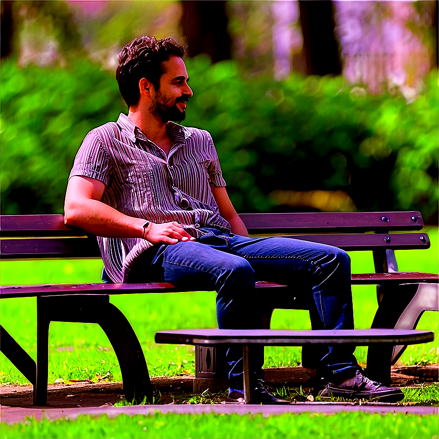 Man Sitting In Park Png 34