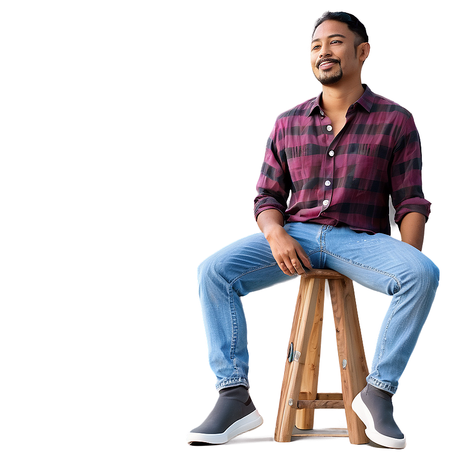 Man Sitting On Stool Png Tst46