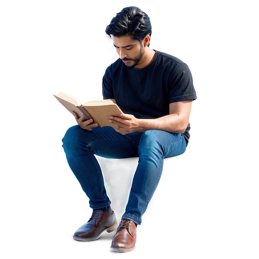 Man Sitting With Book Png 96