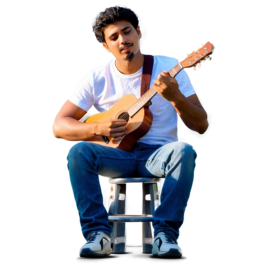 Man Sitting With Guitar Png 06122024