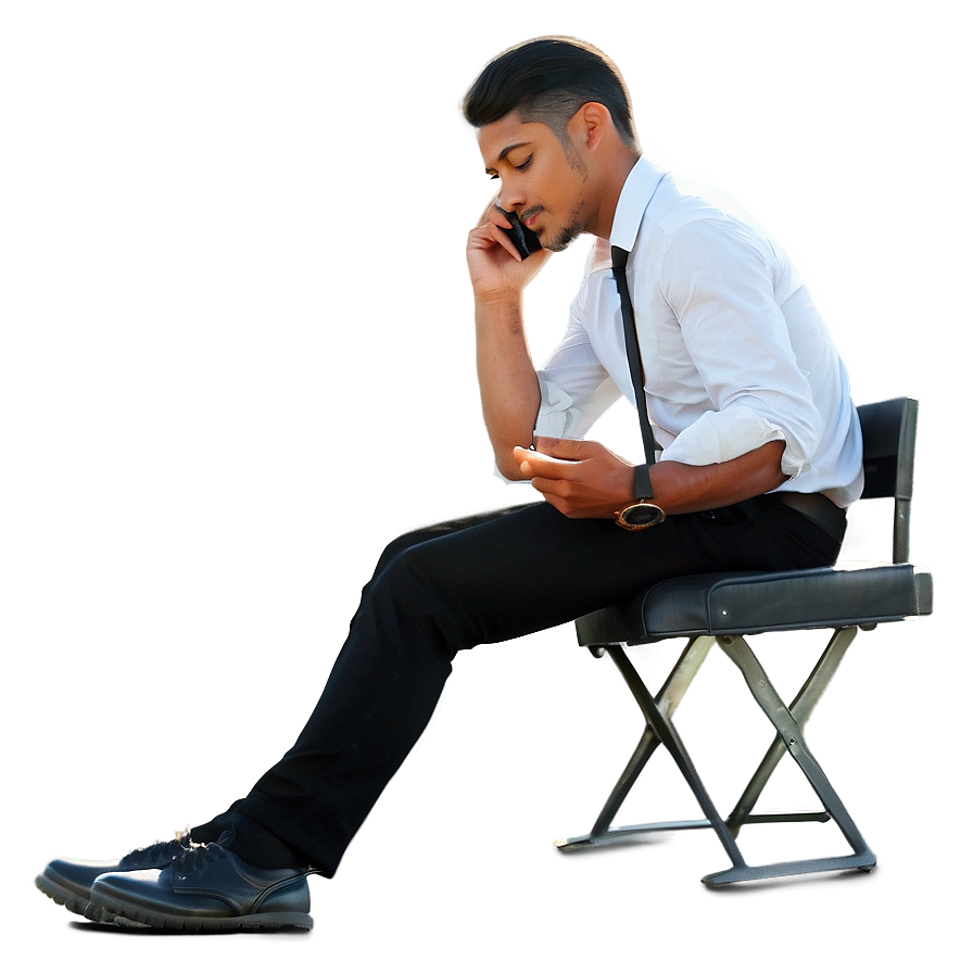 Man Sitting With Phone Png 35