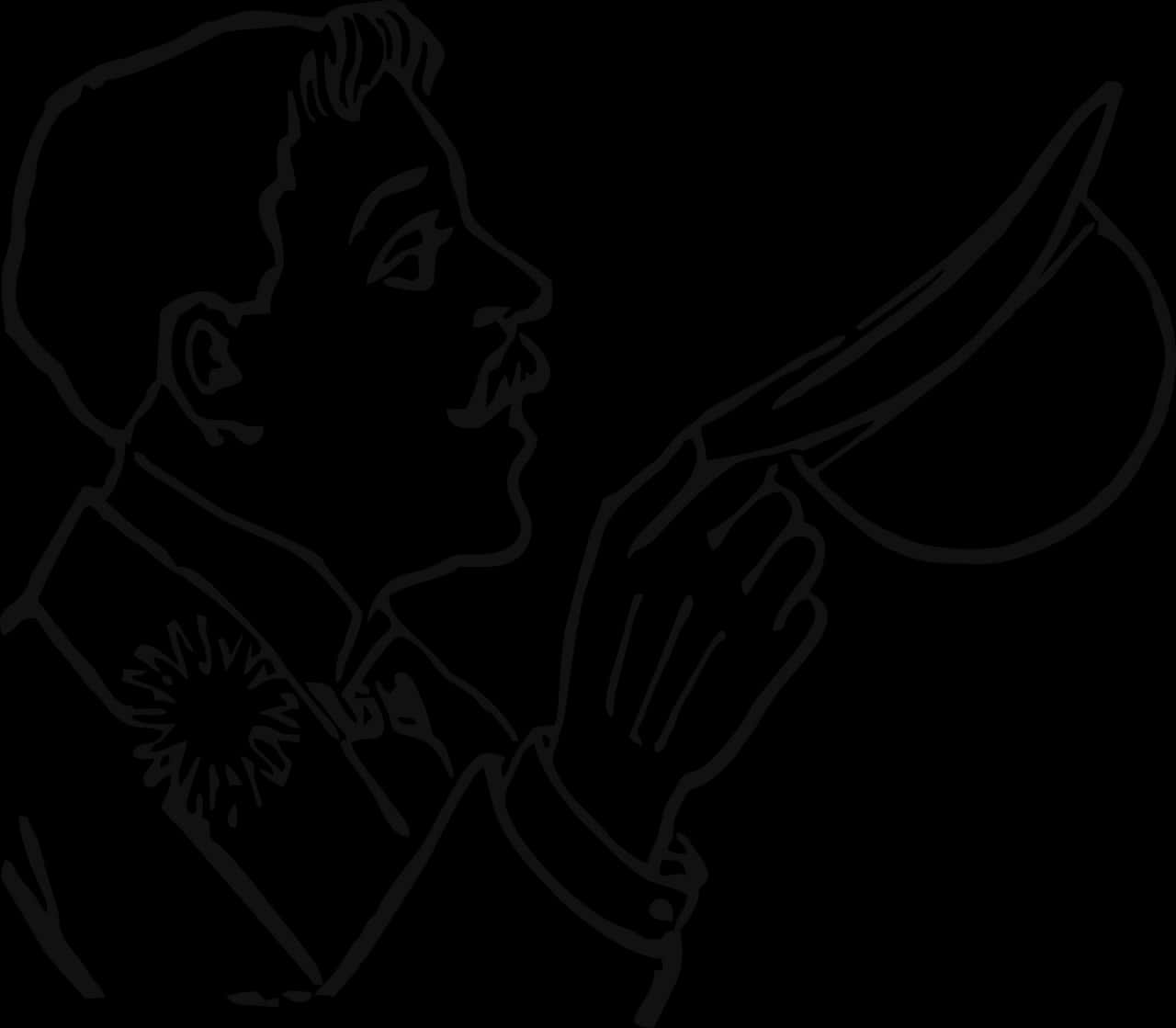 Man Tipping Hat Silhouette Image