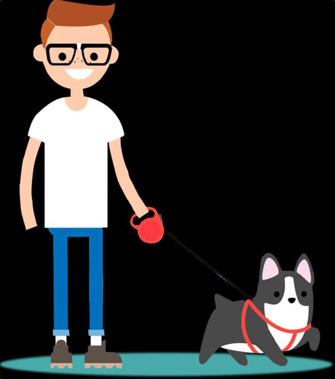 Man Walking Dog Cartoon