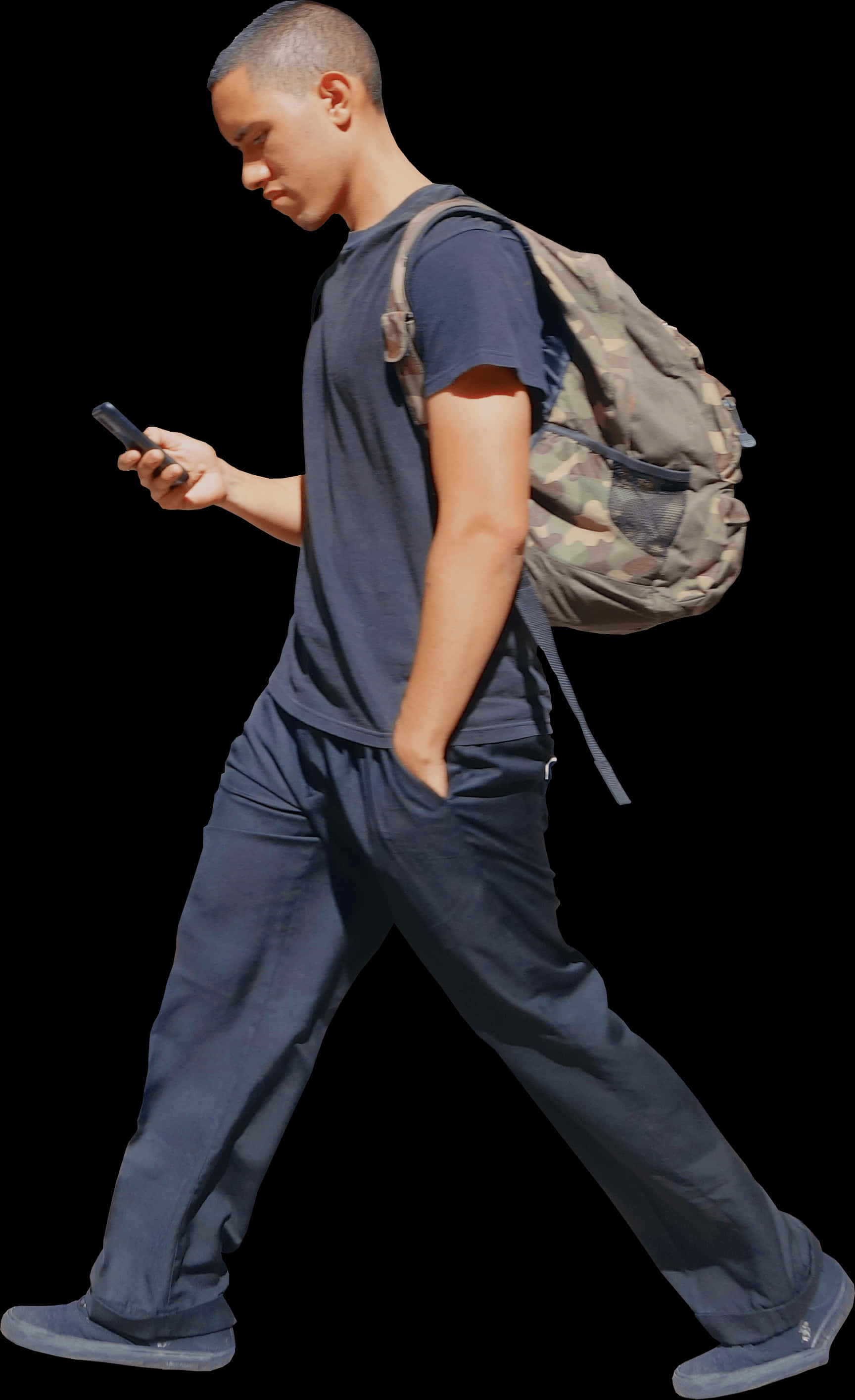 Man Walking While Using Phone