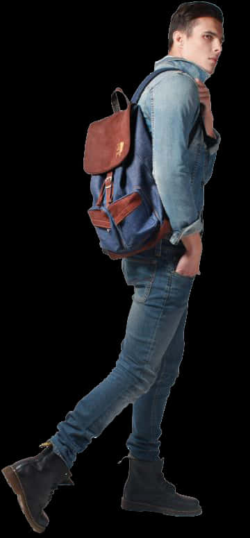 Man Walking With Backpack