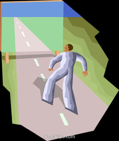 Man Walkingon Road Illustration