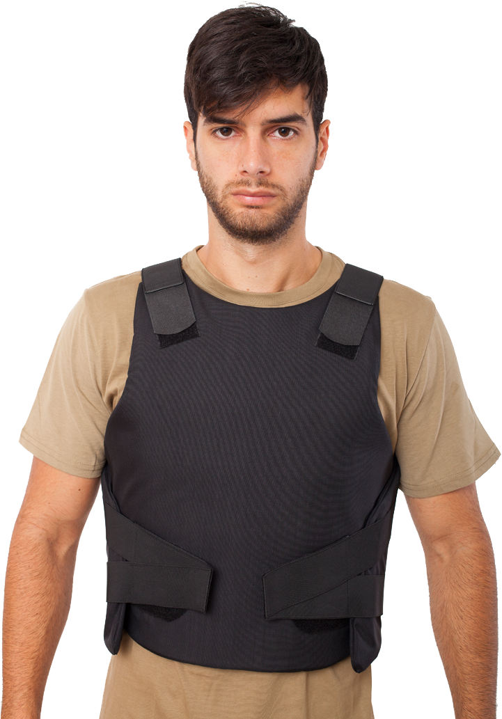 Man Wearing Bulletproof Vest