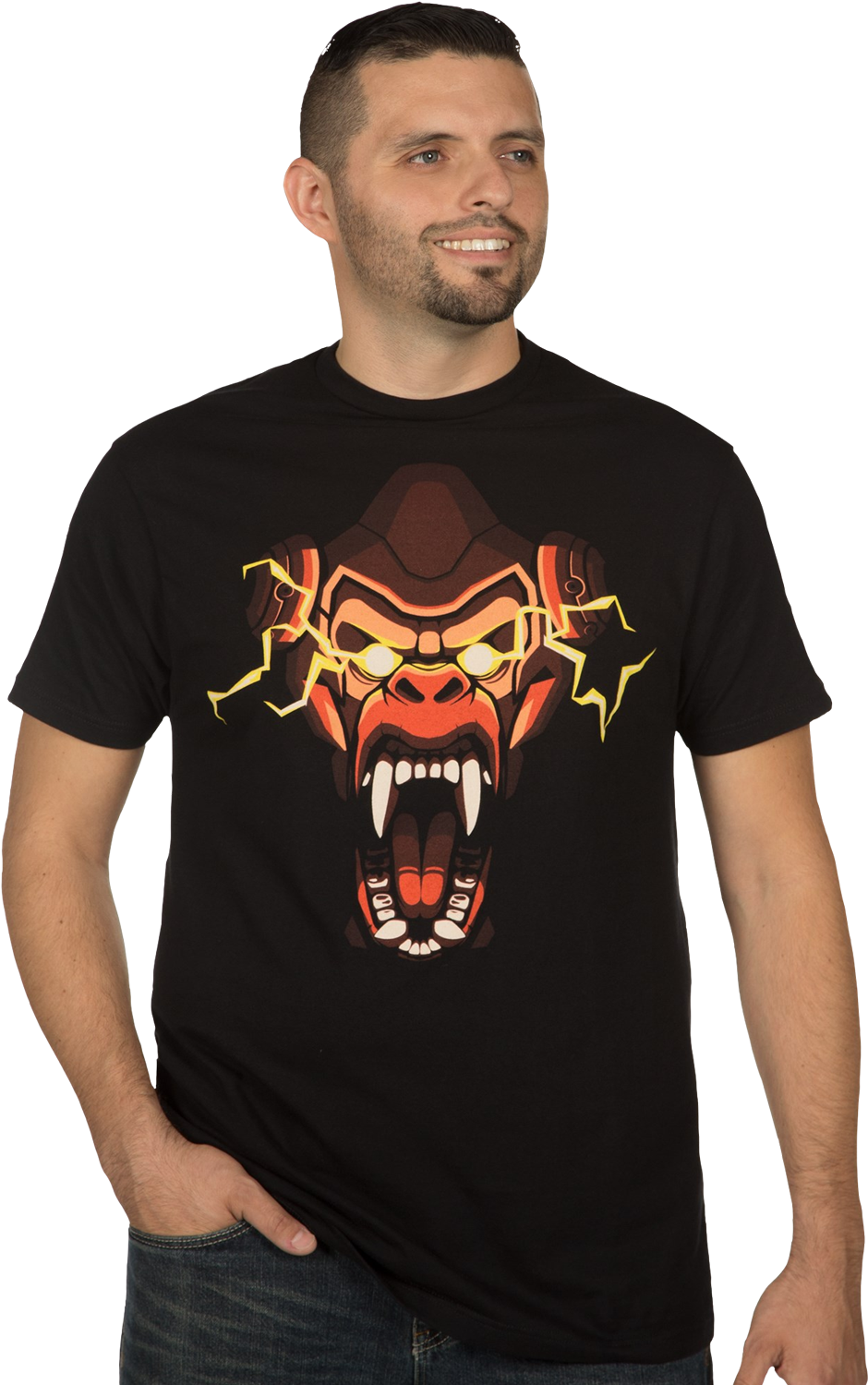 Man Wearing Fierce Monster Graphic Tee