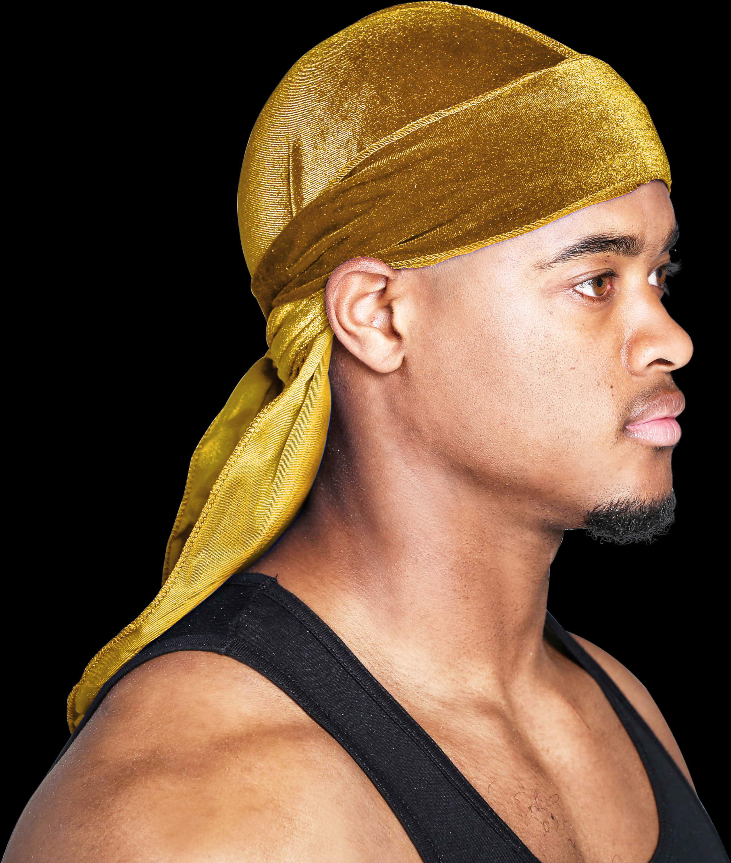 Man Wearing Gold Durag Profile View