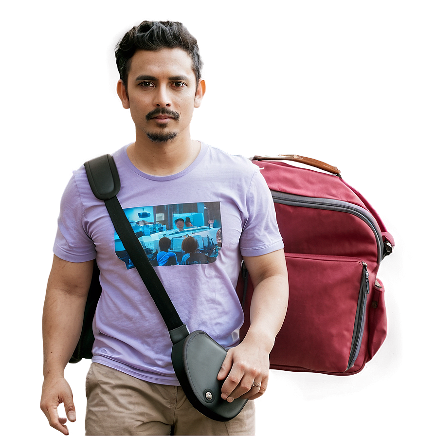 Man With Laptop Bag Png Loe44