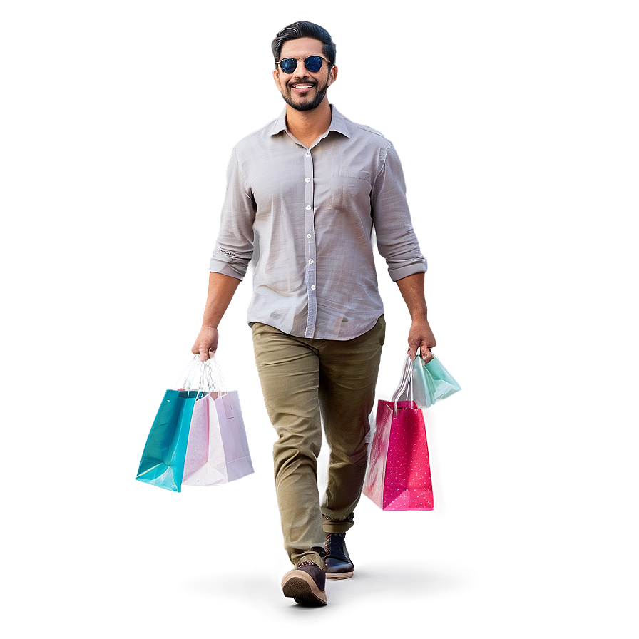 Man With Shopping Bags Png Mte