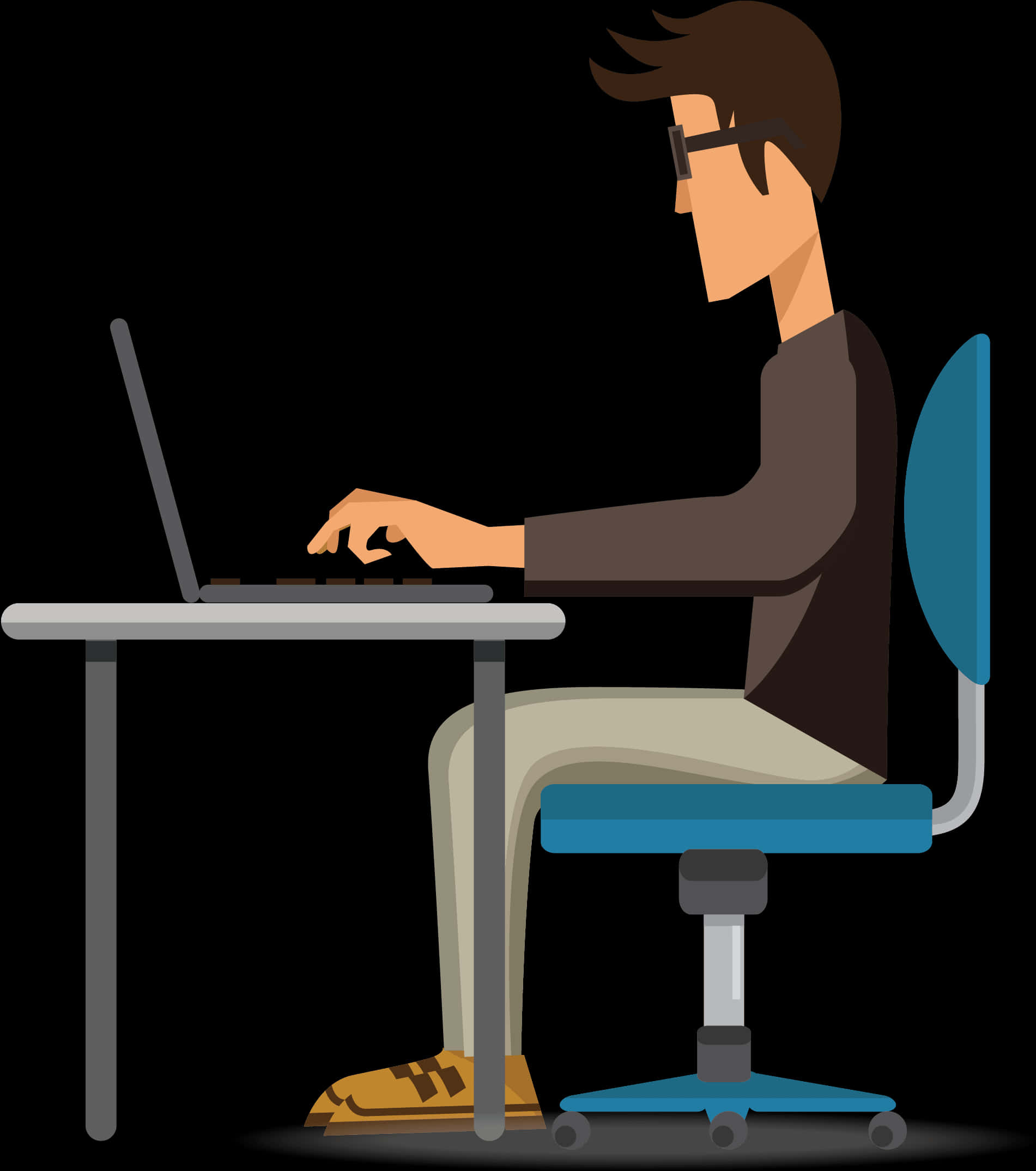 Man Workingon Laptop Vector