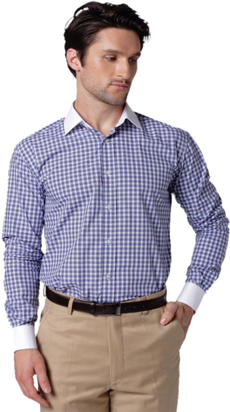 Manin Blue Gingham Dress Shirt