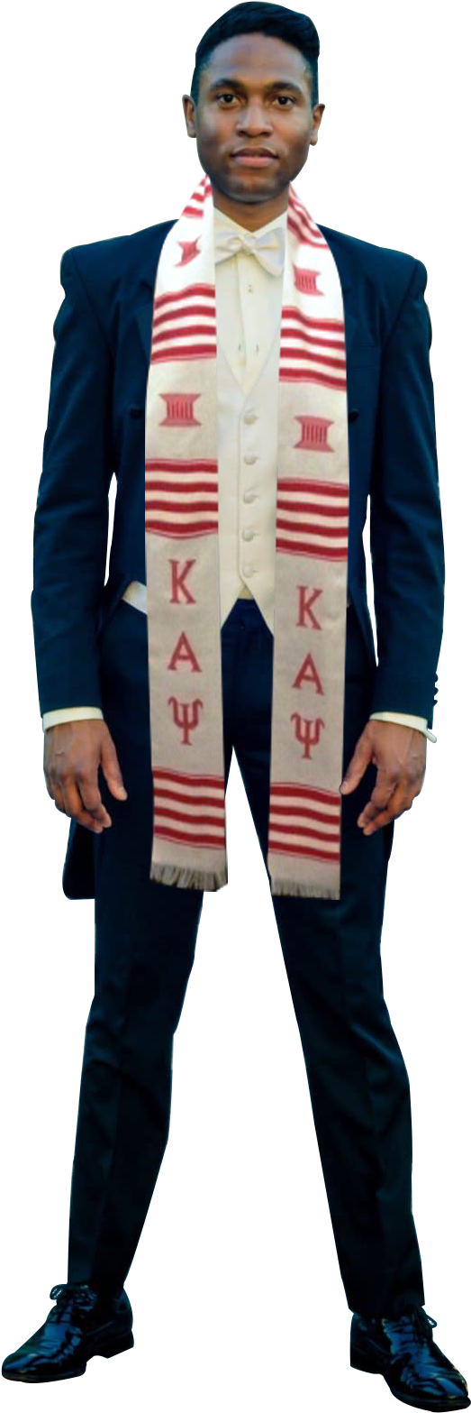 Manin Suitwith Fraternity Scarf