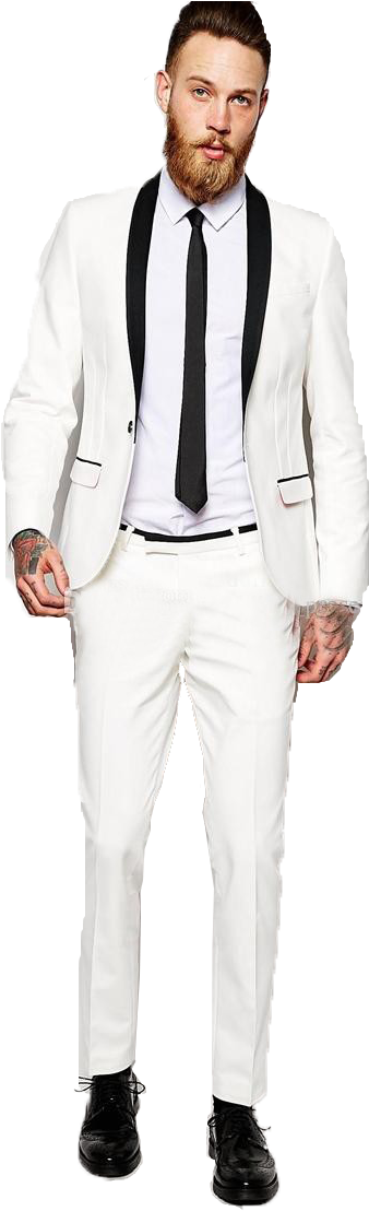 Manin White Tuxedowith Black Accents