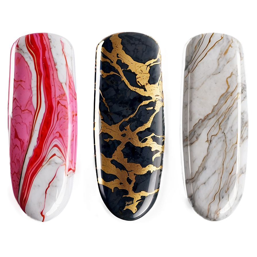 Marble Effect Acrylic Nails Png 43