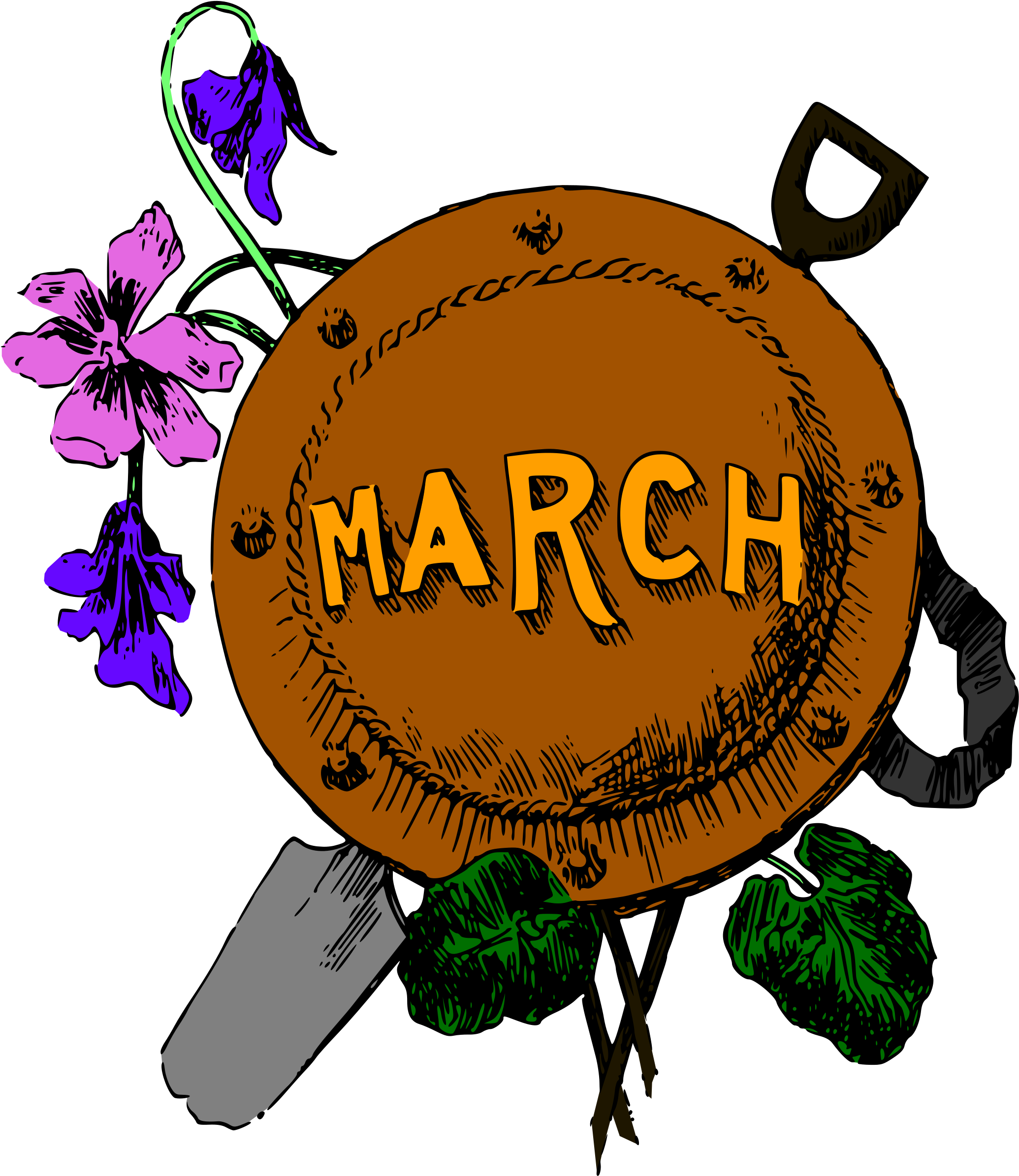 March Baseballand Flowers Illustration