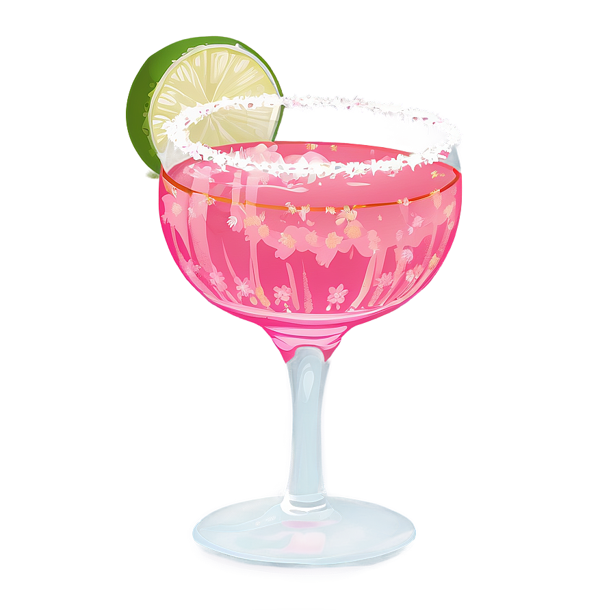 Margarita Glass With Pink Drink Png 14