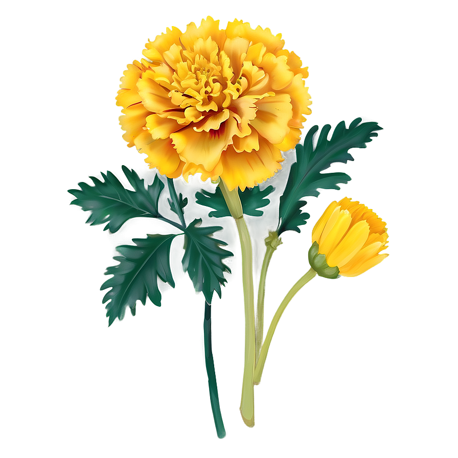 Marigold Floral Design Png 06132024