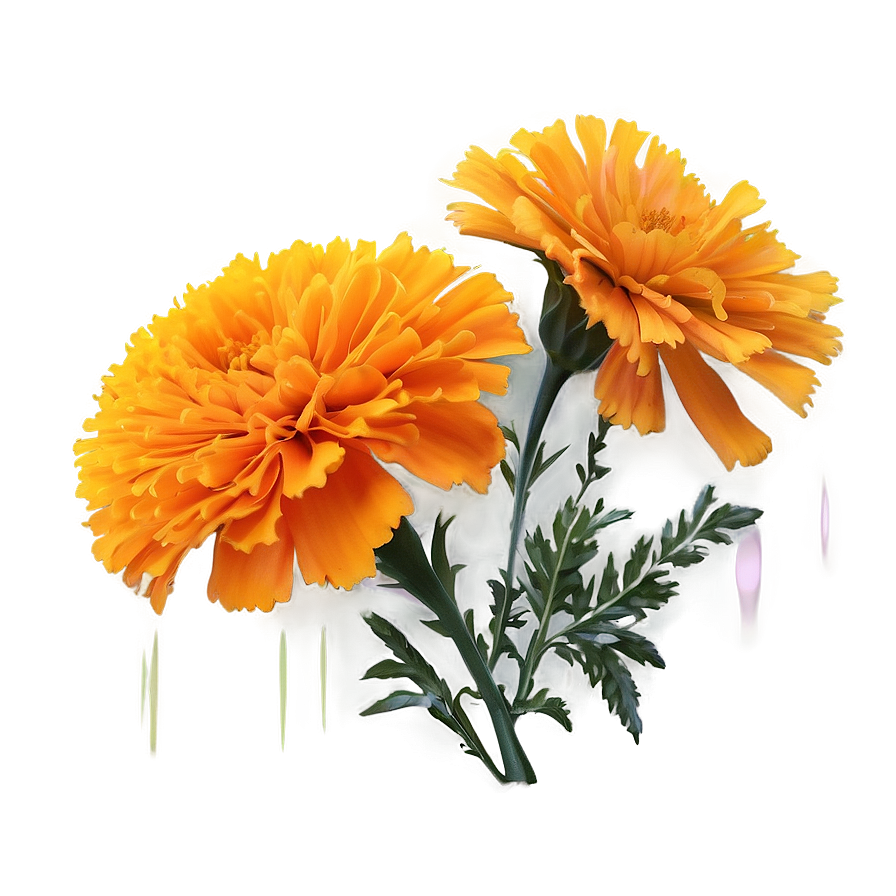 Marigold Floral Design Png 91