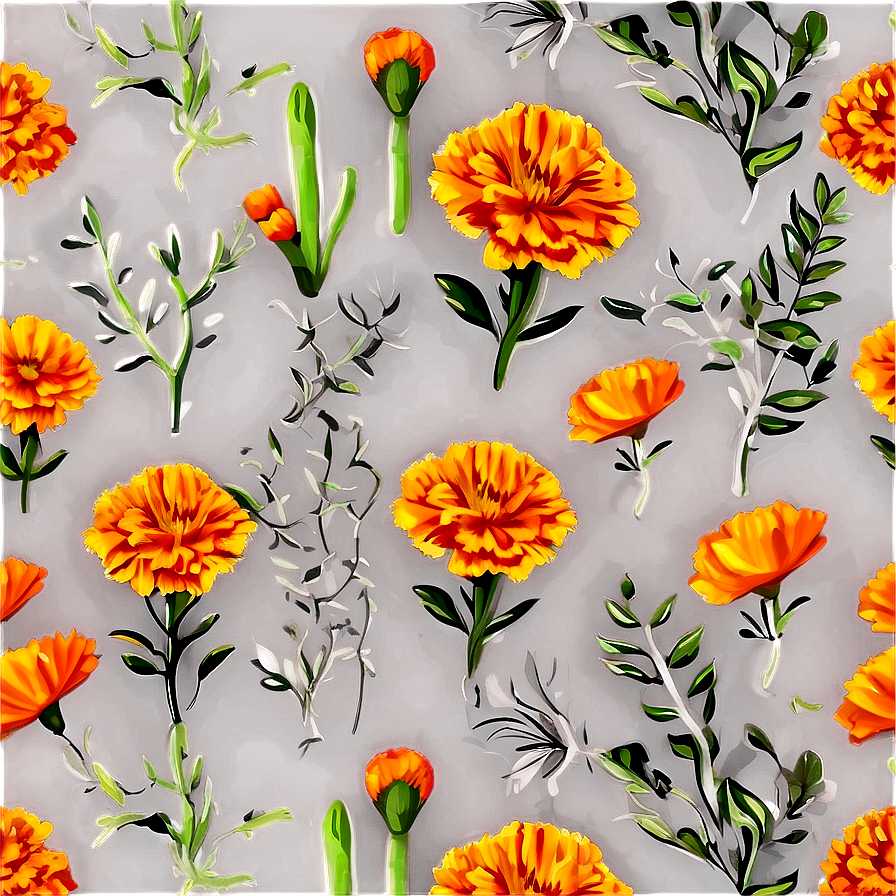 Marigold Seamless Pattern Png 06112024