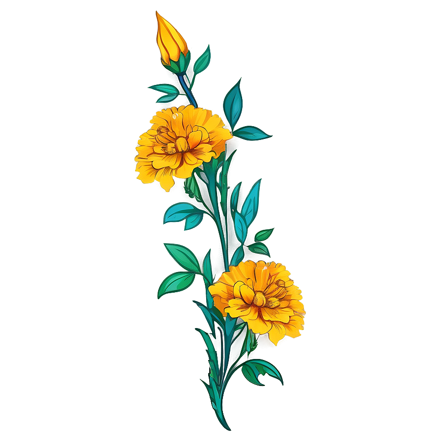 Marigold Tattoo Design Png 06112024