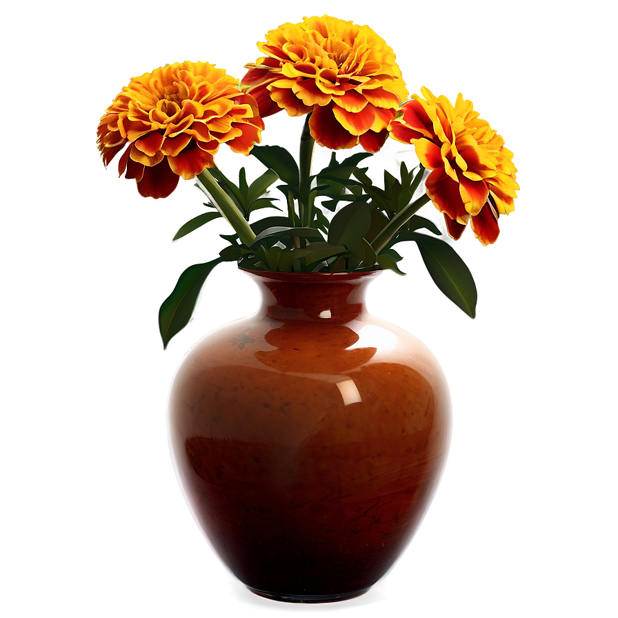 Marigolds In Vase Png Twn