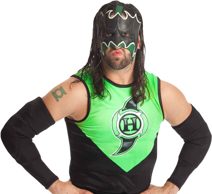 Masked Wrestlerin Greenand Black Attire