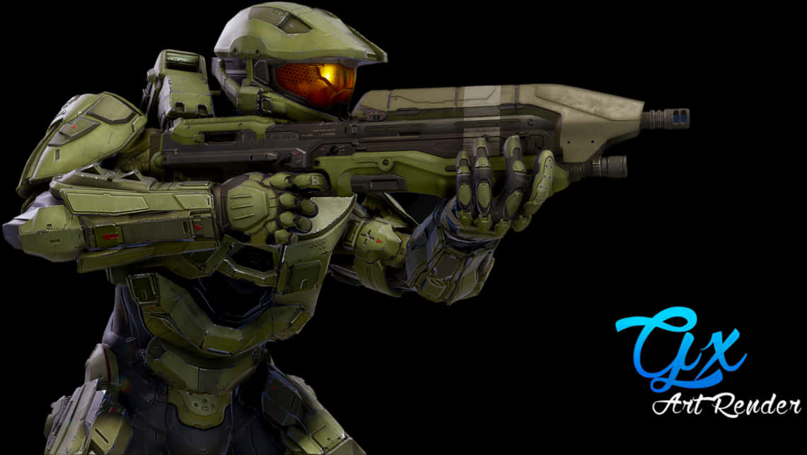 Master Chief Aimingwith Rifle