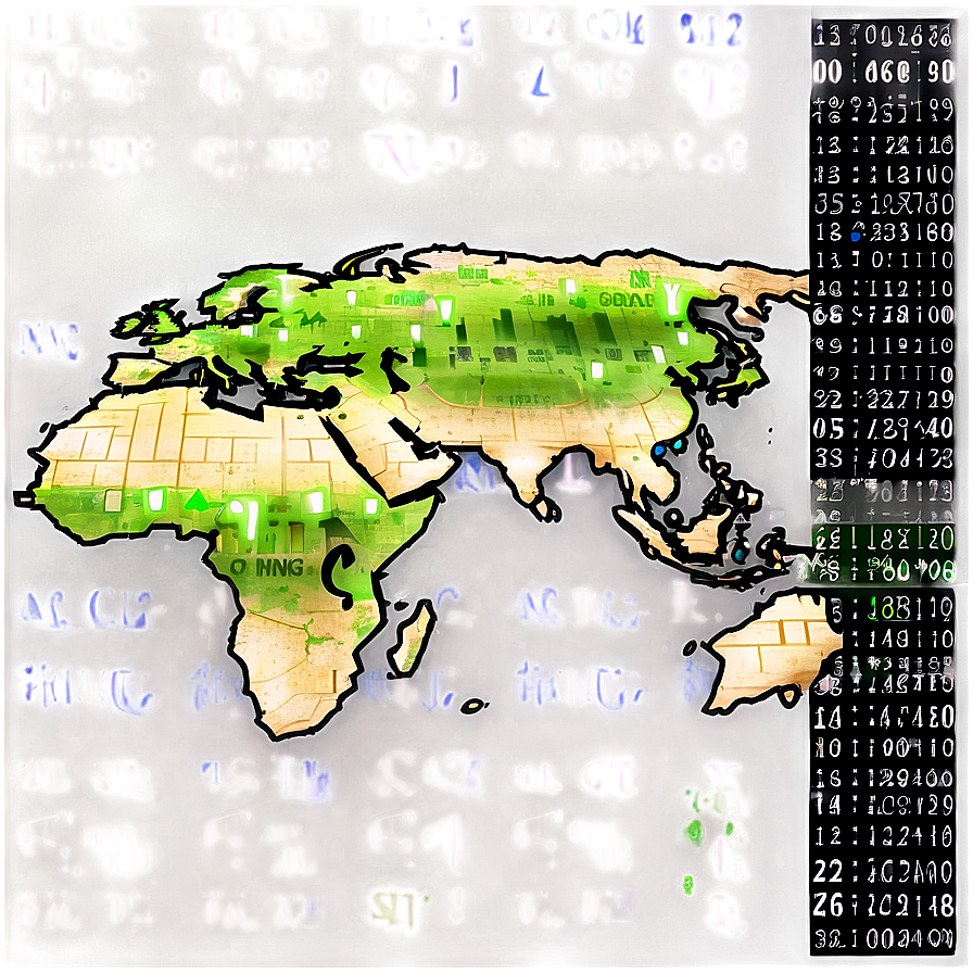 Matrix Code Digital World Map Png Edg15