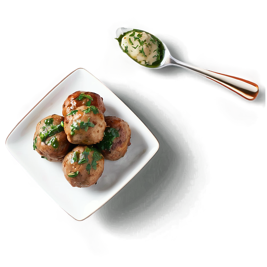 Meatball With Chimichurri Sauce Png Gqj